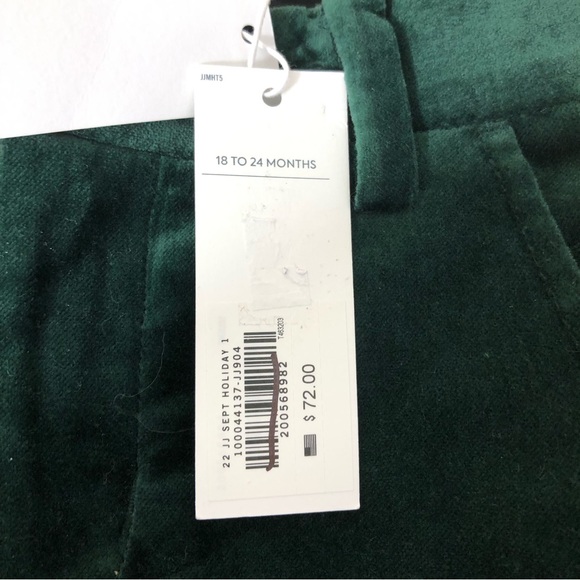 Janie And Jack Green velvet pants adjustable baby size 18-24 months Holiday Twin - Picture 2 of 6